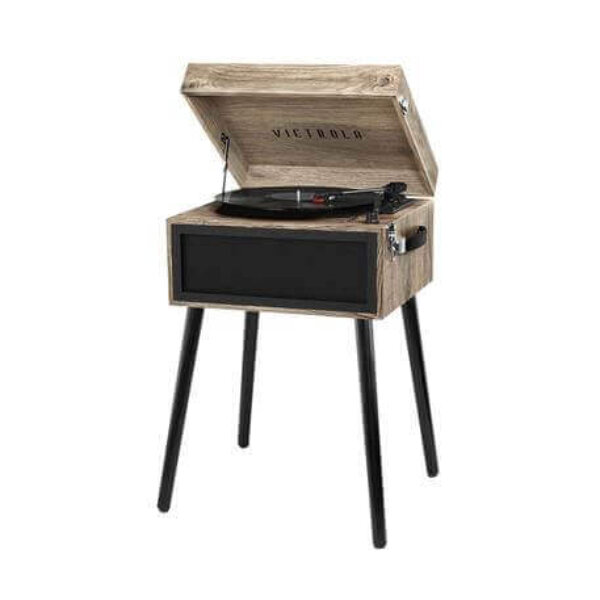 Bluetooth Decorative Record Player Stand with 3-Speed Turntable Victrola Color/Finish: Farmhouse Oatmeal