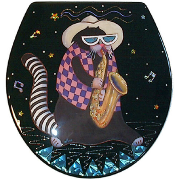Cat with Sax Toilet Seat - Elongated